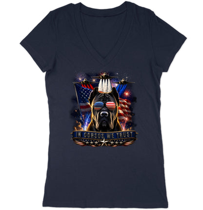 In Cane Corsi We Trust - Women's V-Neck T-Shirt