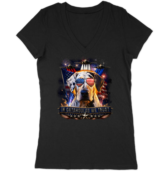 In Catahoula Leopard Dogs We Trust - Women's V-Neck T-Shirt