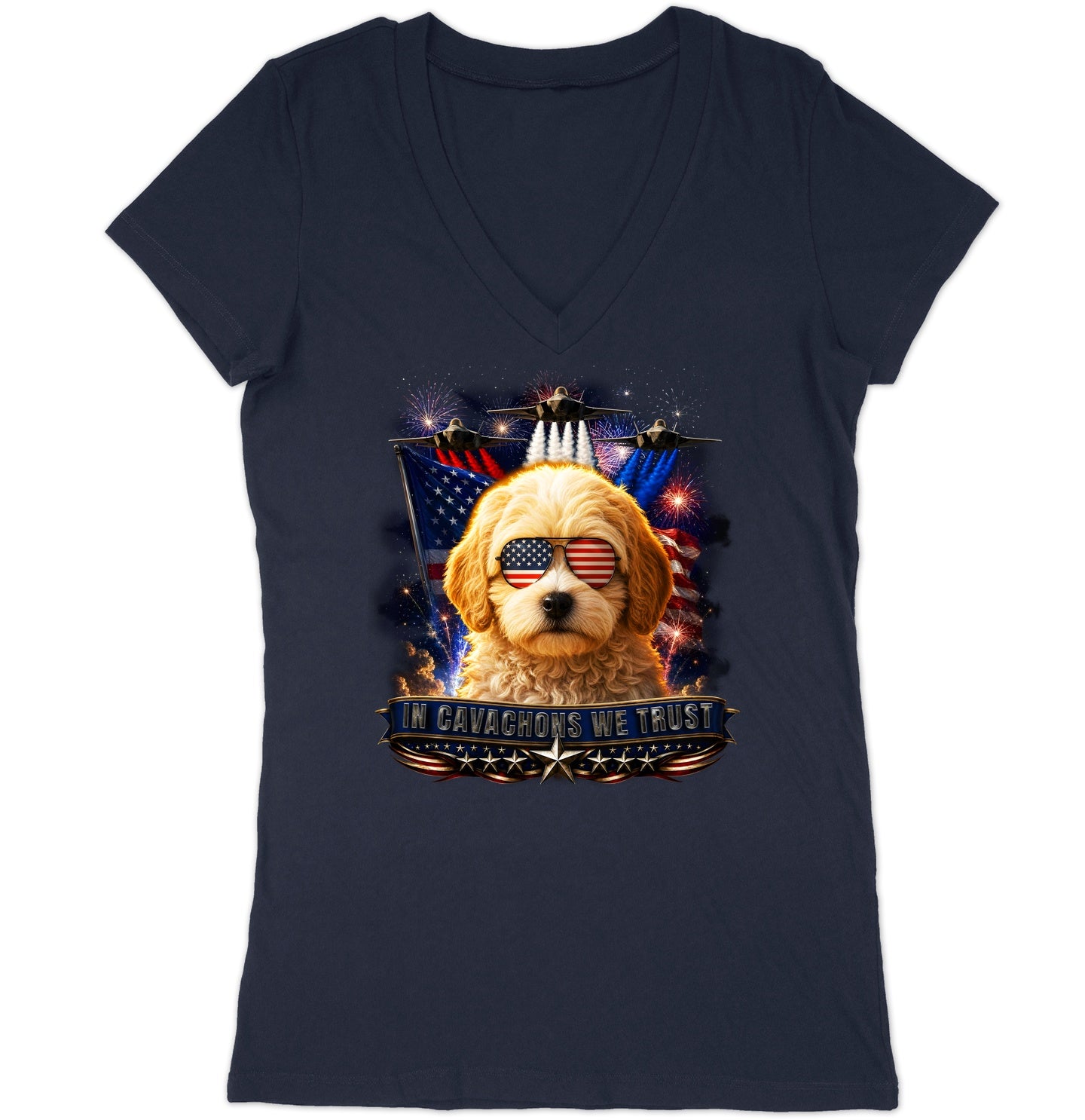 In Cavachons We Trust - Women's V-Neck T-Shirt
