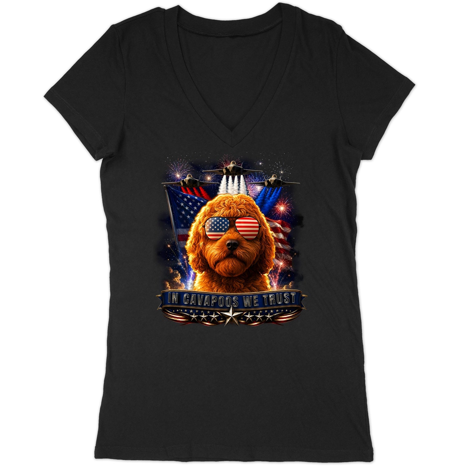 In Cavapoos We Trust - Women's V-Neck T-Shirt