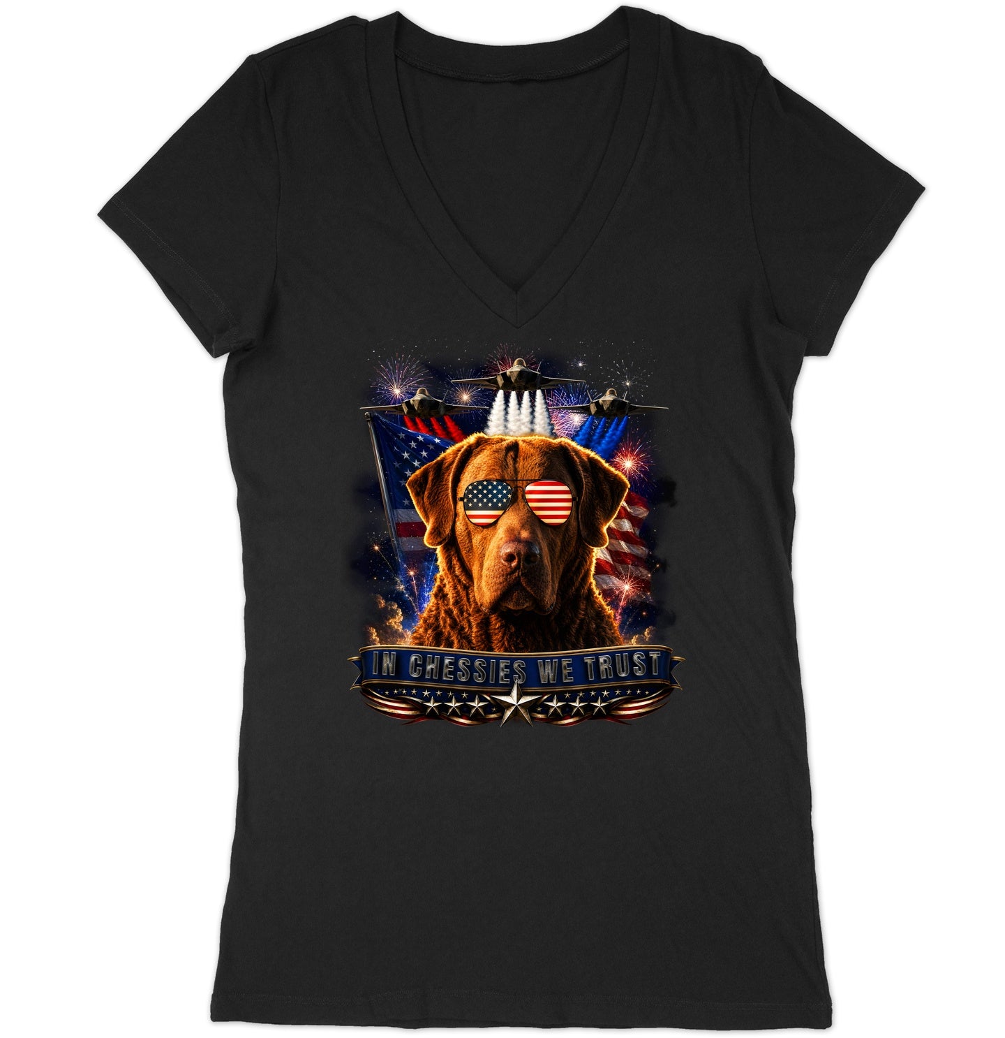 In Chesapeake Bay Retrievers We Trust - Women's V-Neck T-Shirt