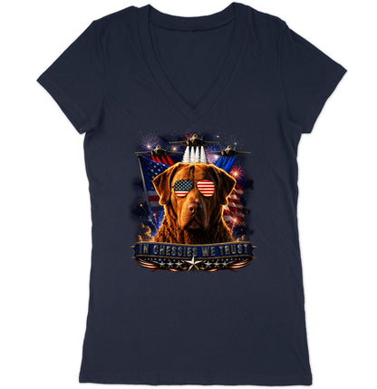In Chesapeake Bay Retrievers We Trust - Women's V-Neck T-Shirt