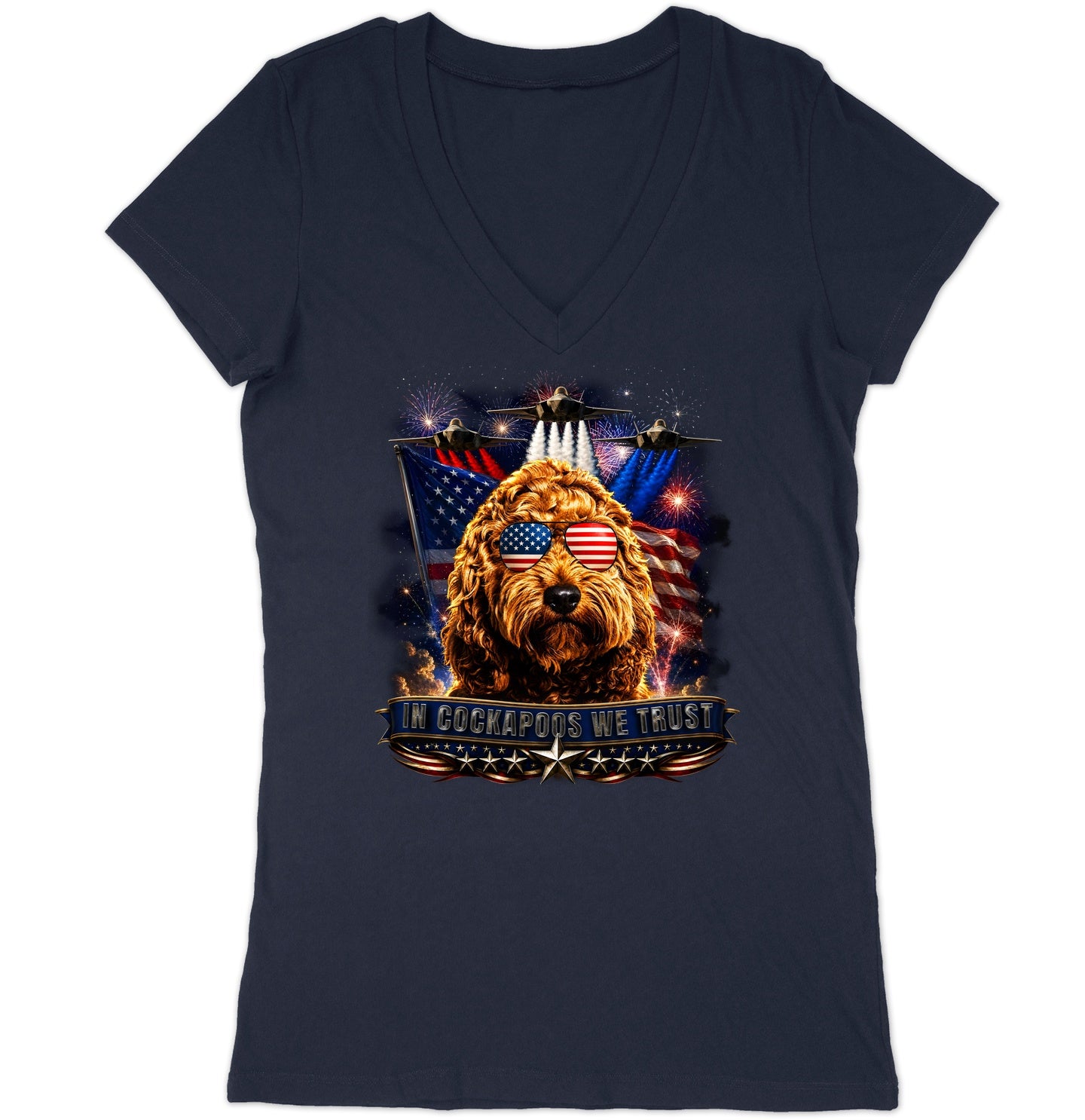 In Cockapoos We Trust - Women's V-Neck T-Shirt