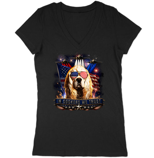 In Cocker Spaniels We Trust - Women's V-Neck T-Shirt