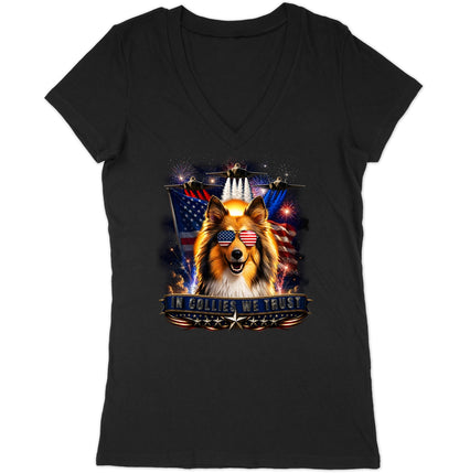 In Collies We Trust - Women's V-Neck T-Shirt