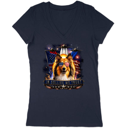 In Collies We Trust - Women's V-Neck T-Shirt
