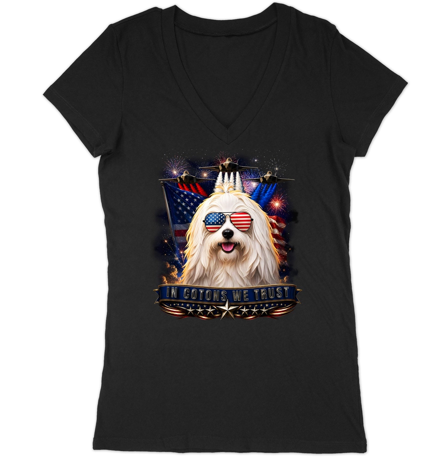 In Cotons de Tulear We Trust - Women's V-Neck T-Shirt