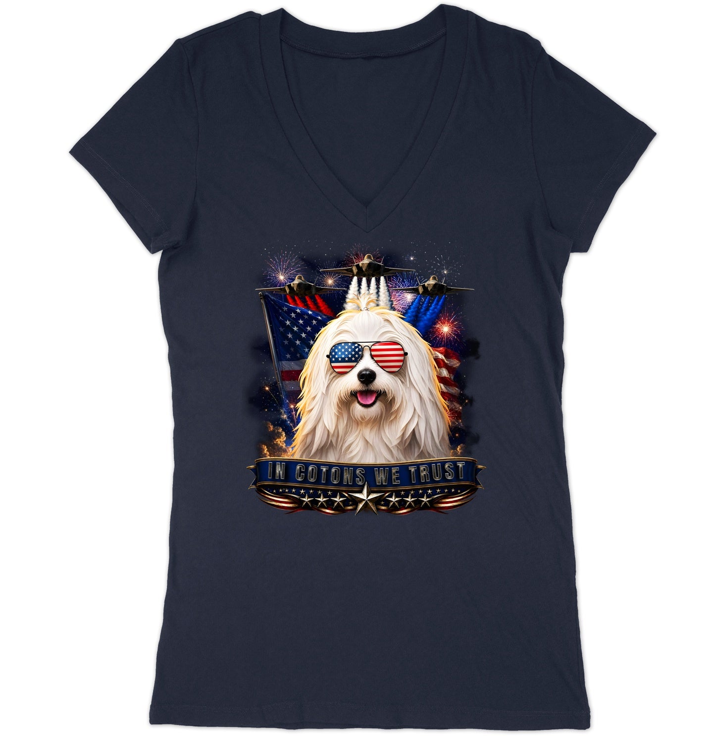 In Cotons de Tulear We Trust - Women's V-Neck T-Shirt