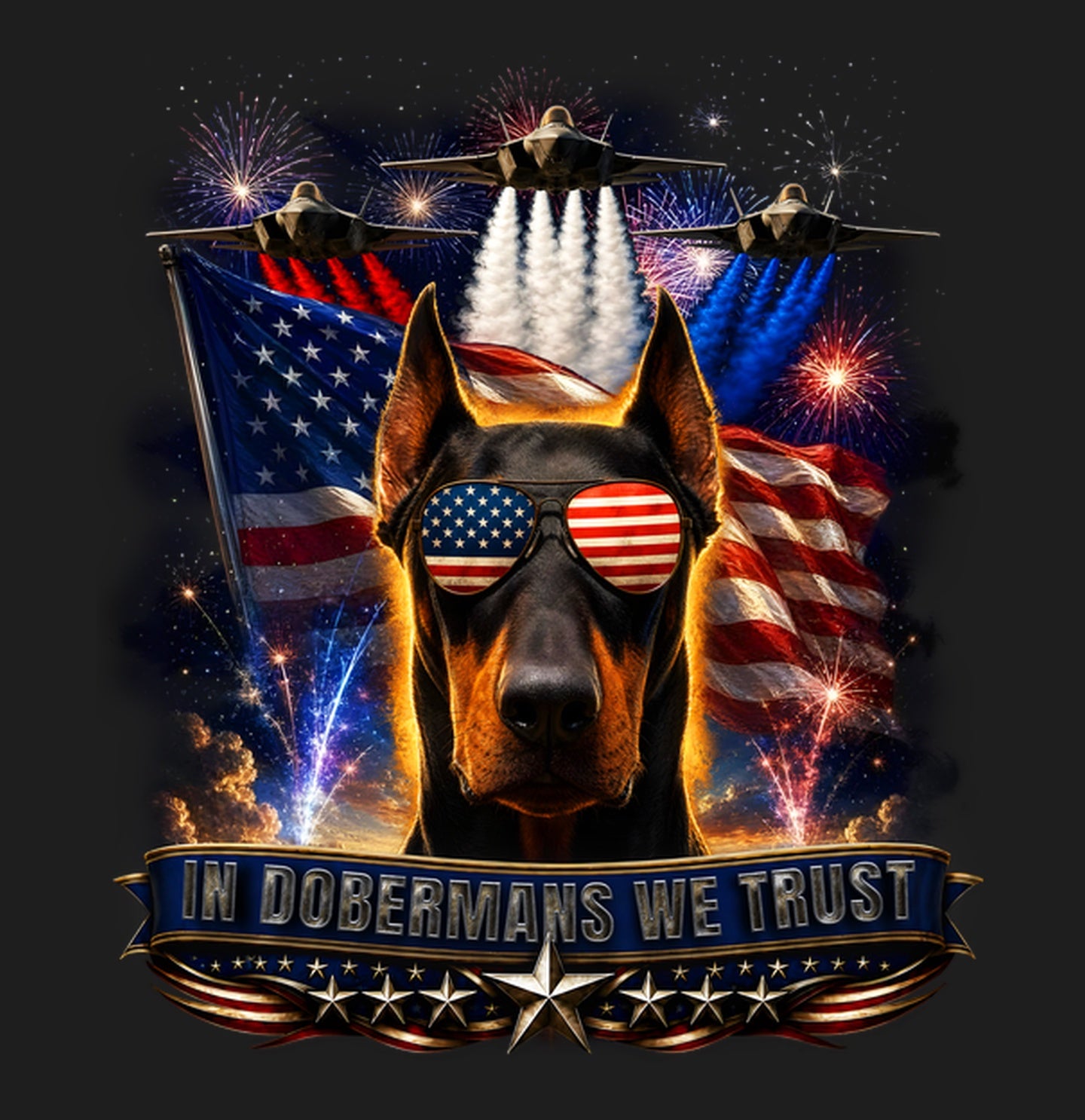 In Doberman Pinschers We Trust - Women's V-Neck T-Shirt