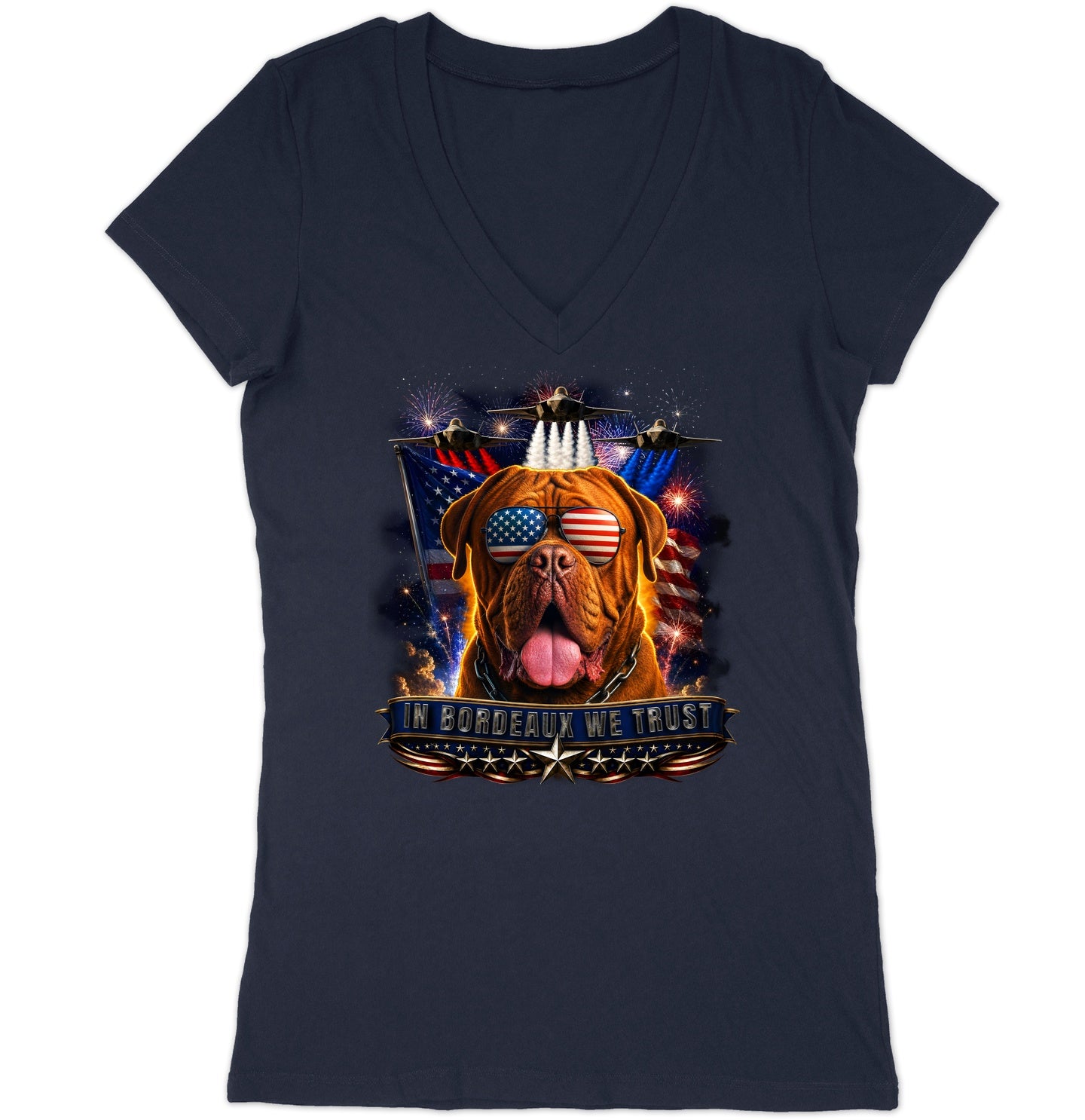 In Dogues de Bordeaux We Trust - Women's V-Neck T-Shirt