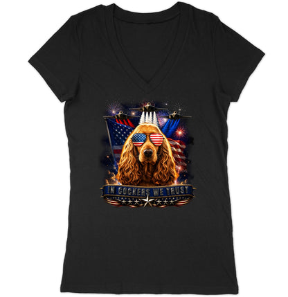 In English Cocker Spaniels We Trust - Women's V-Neck T-Shirt