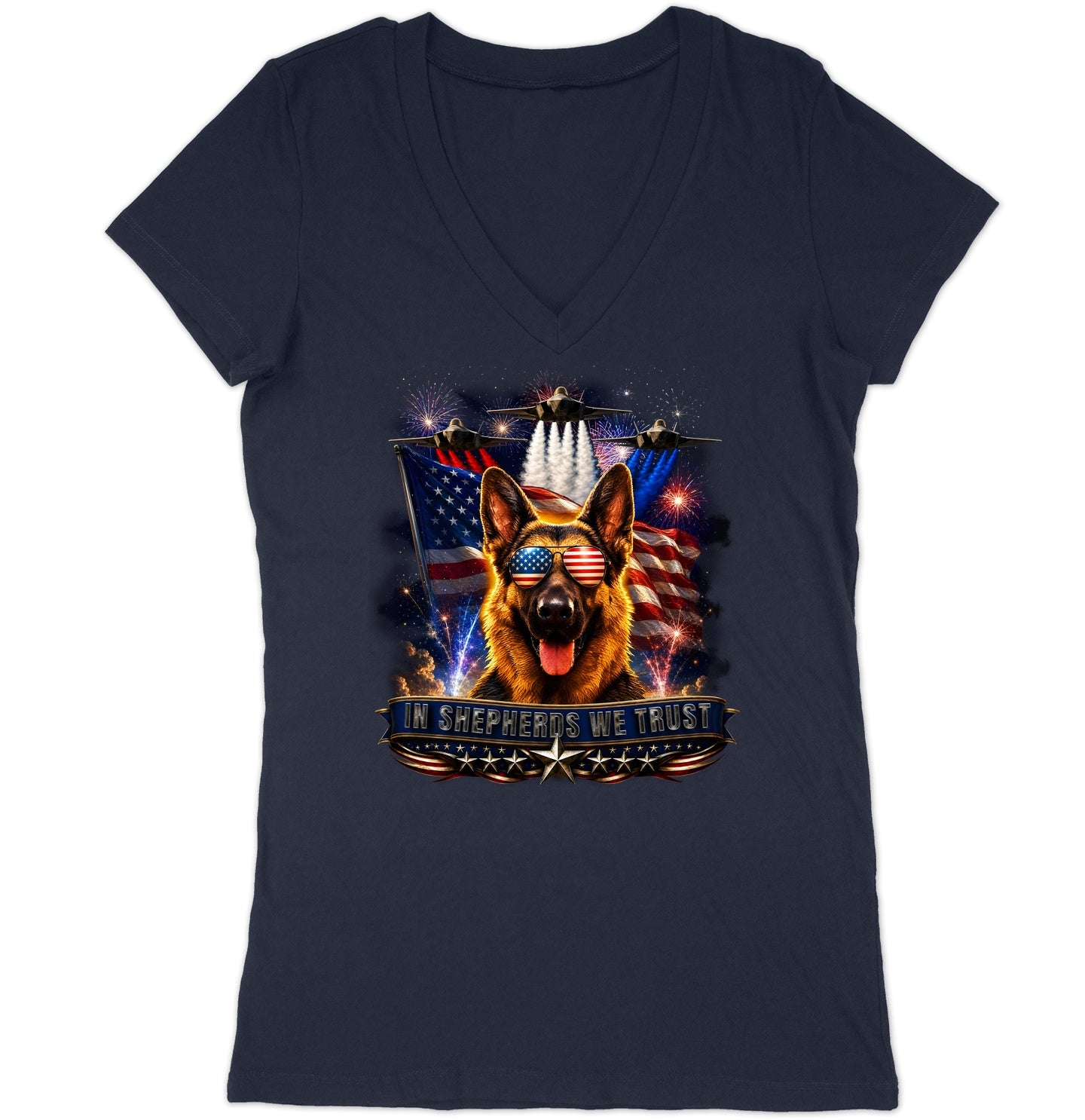 In German Shepherd Dogs We Trust - Women's V-Neck T-Shirt