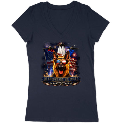 In German Shepherd Dogs We Trust - Women's V-Neck T-Shirt