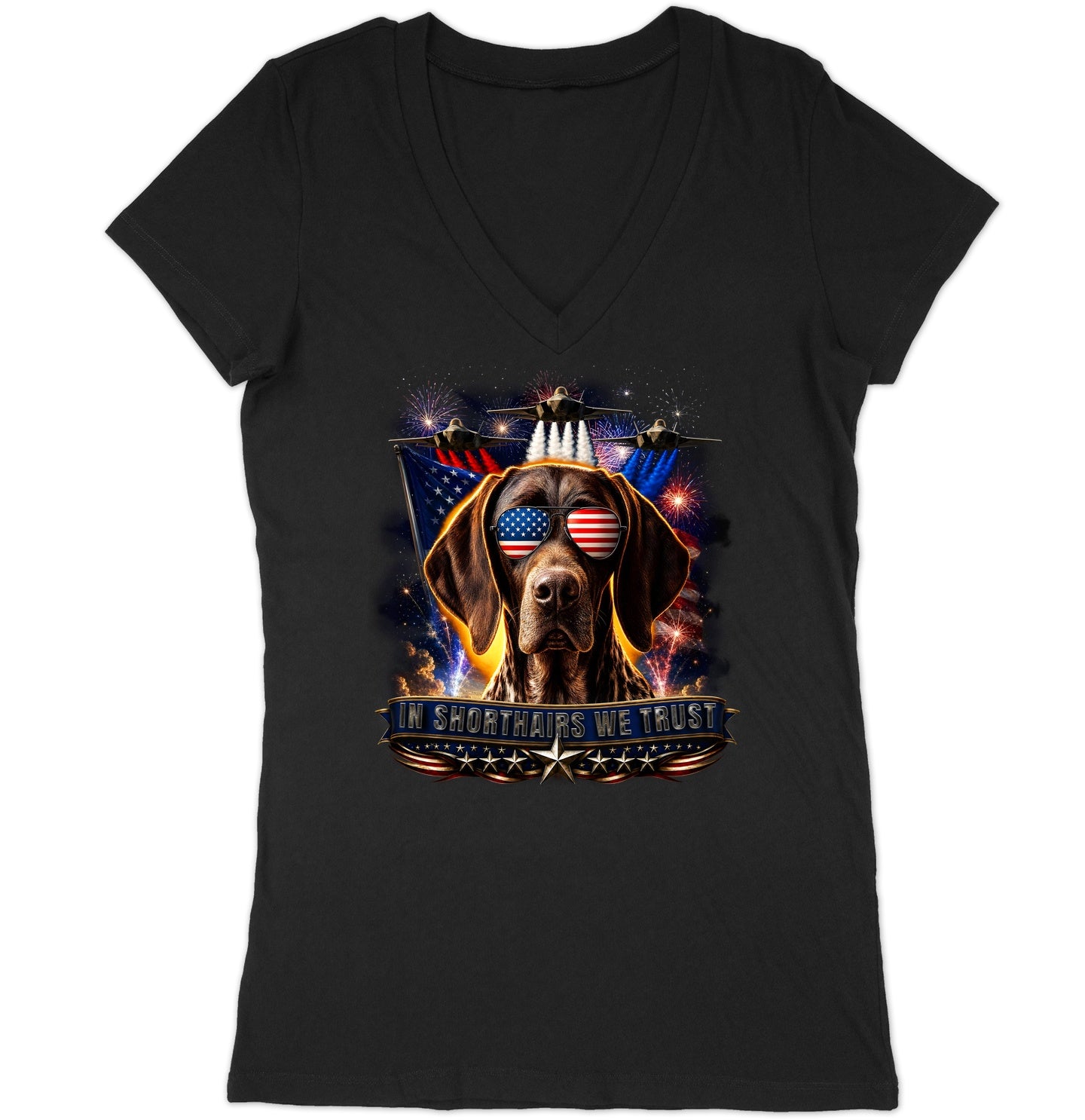 In German Shorthaired Pointers We Trust - Women's V-Neck T-Shirt