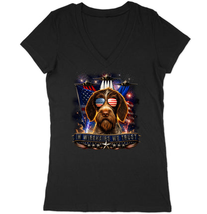 In German Wirehaired Pointers We Trust - Women's V-Neck T-Shirt