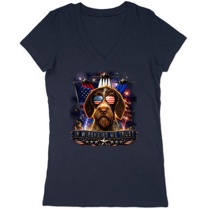 In German Wirehaired Pointers We Trust - Women's V-Neck T-Shirt