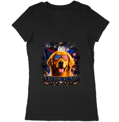 In Golden Retrievers We Trust - Women's V-Neck T-Shirt