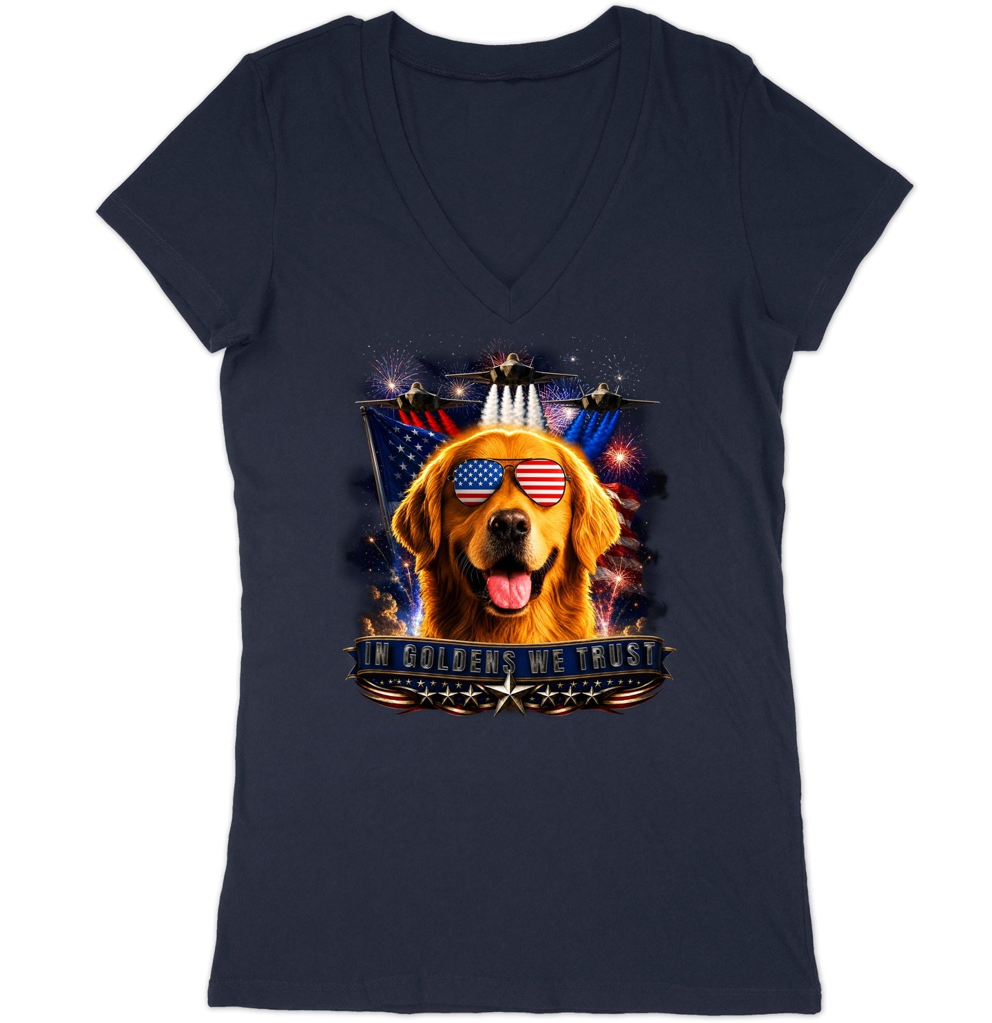In Golden Retrievers We Trust - Women's V-Neck T-Shirt