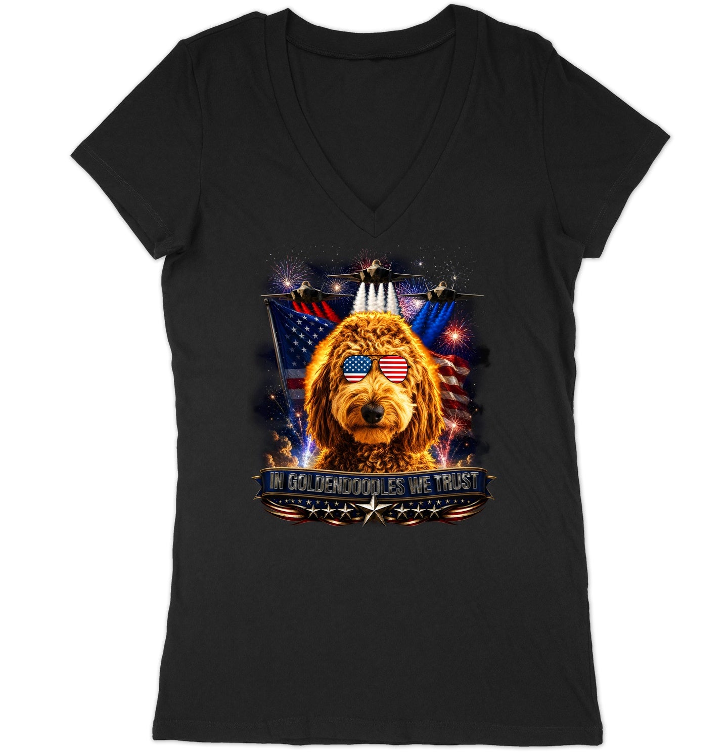 In Goldendoodles We Trust - Women's V-Neck T-Shirt