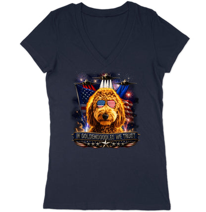 In Goldendoodles We Trust - Women's V-Neck T-Shirt