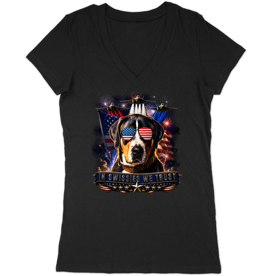 In Greater Swiss Mountain Dogs We Trust - Women's V-Neck T-Shirt