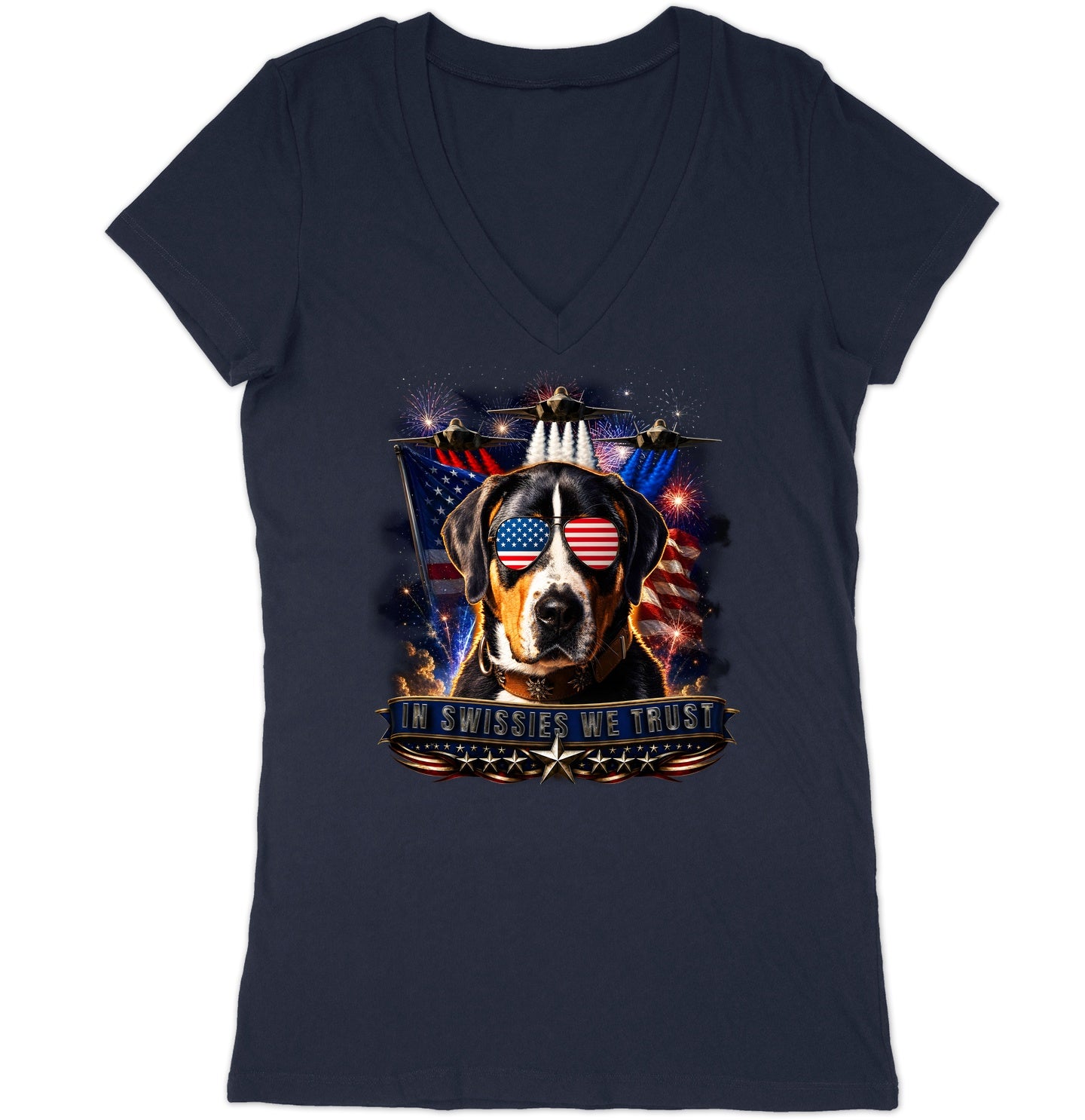 In Greater Swiss Mountain Dogs We Trust - Women's V-Neck T-Shirt