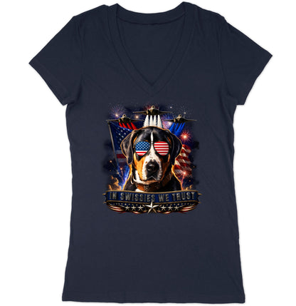 In Greater Swiss Mountain Dogs We Trust - Women's V-Neck T-Shirt