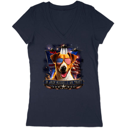 In Jack Russell Terriers We Trust - Women's V-Neck T-Shirt