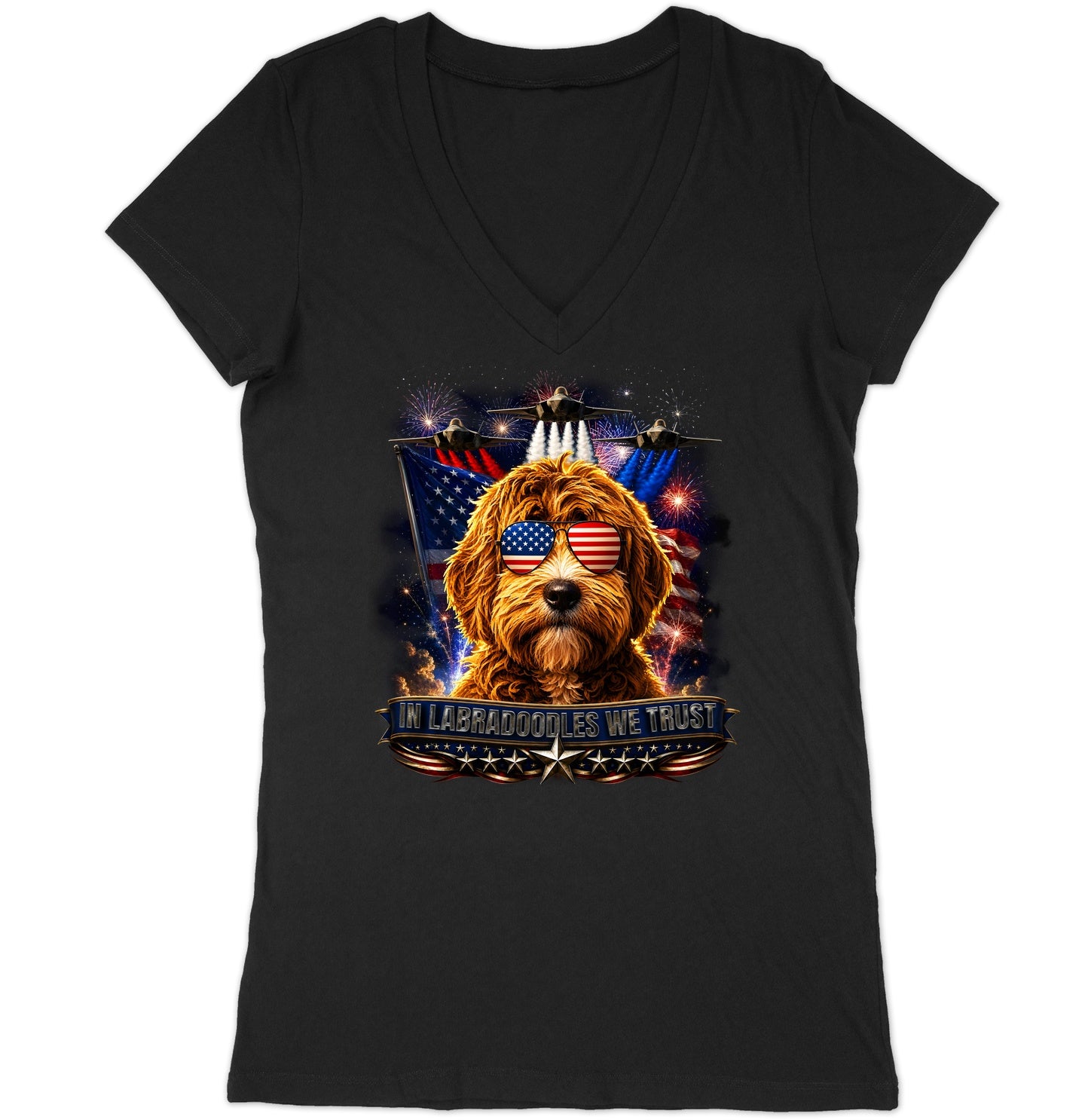 In Labradoodles We Trust - Women's V-Neck T-Shirt