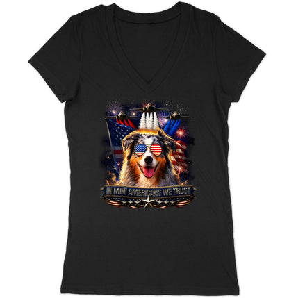 In Miniature American Shepherds We Trust - Women's V-Neck T-Shirt