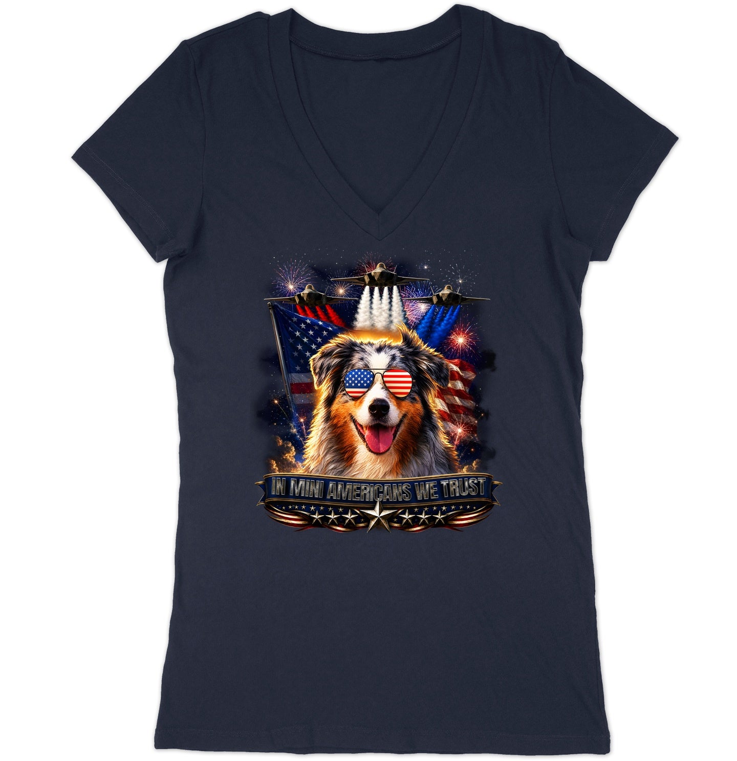 In Miniature American Shepherds We Trust - Women's V-Neck T-Shirt