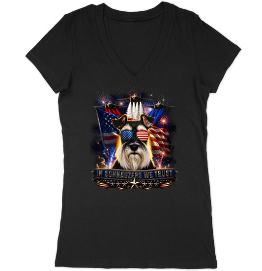 In Miniature Schnauzers We Trust - Women's V-Neck T-Shirt