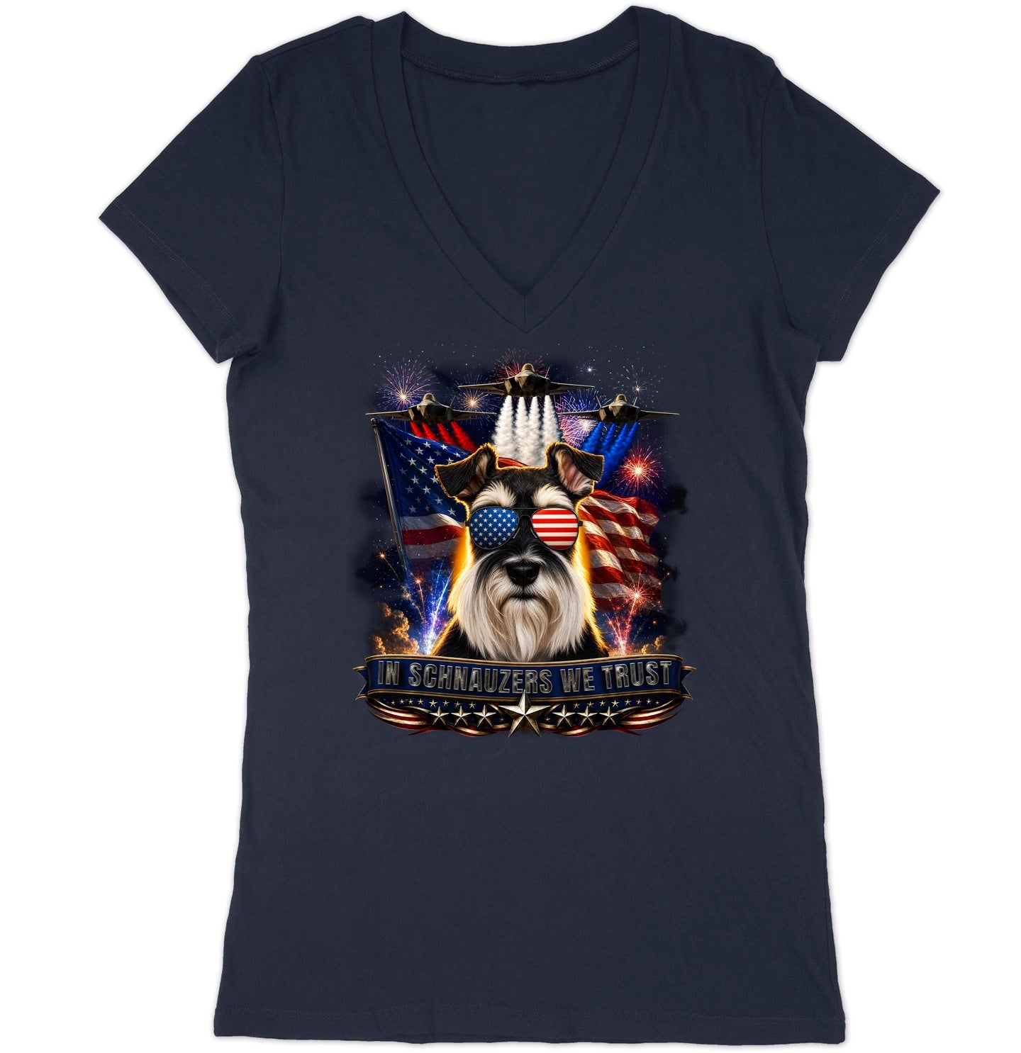 In Miniature Schnauzers We Trust - Women's V-Neck T-Shirt