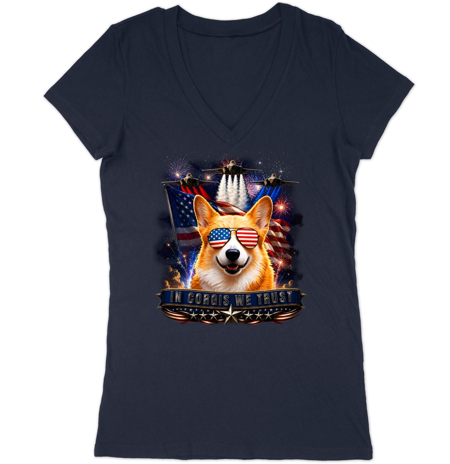 In Pembroke Welsh Corgis We Trust - Women's V-Neck T-Shirt