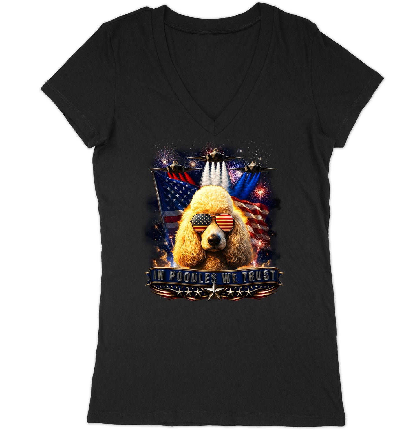 In Poodles We Trust - Women's V-Neck T-Shirt
