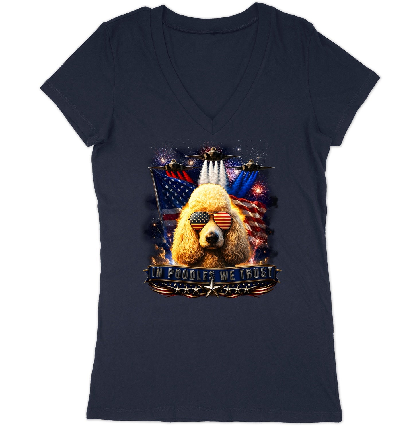 In Poodles We Trust - Women's V-Neck T-Shirt