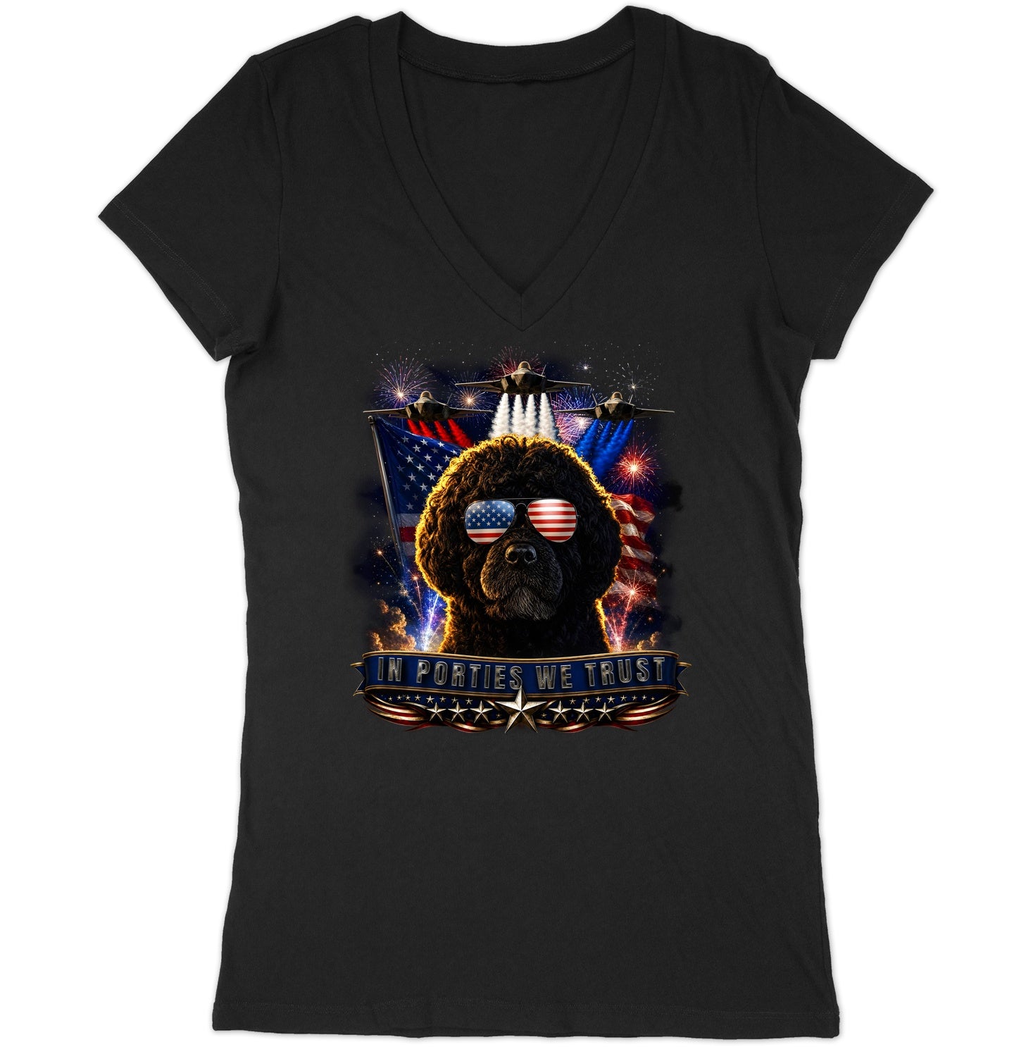 In Portuguese Water Dogs We Trust - Women's V-Neck T-Shirt