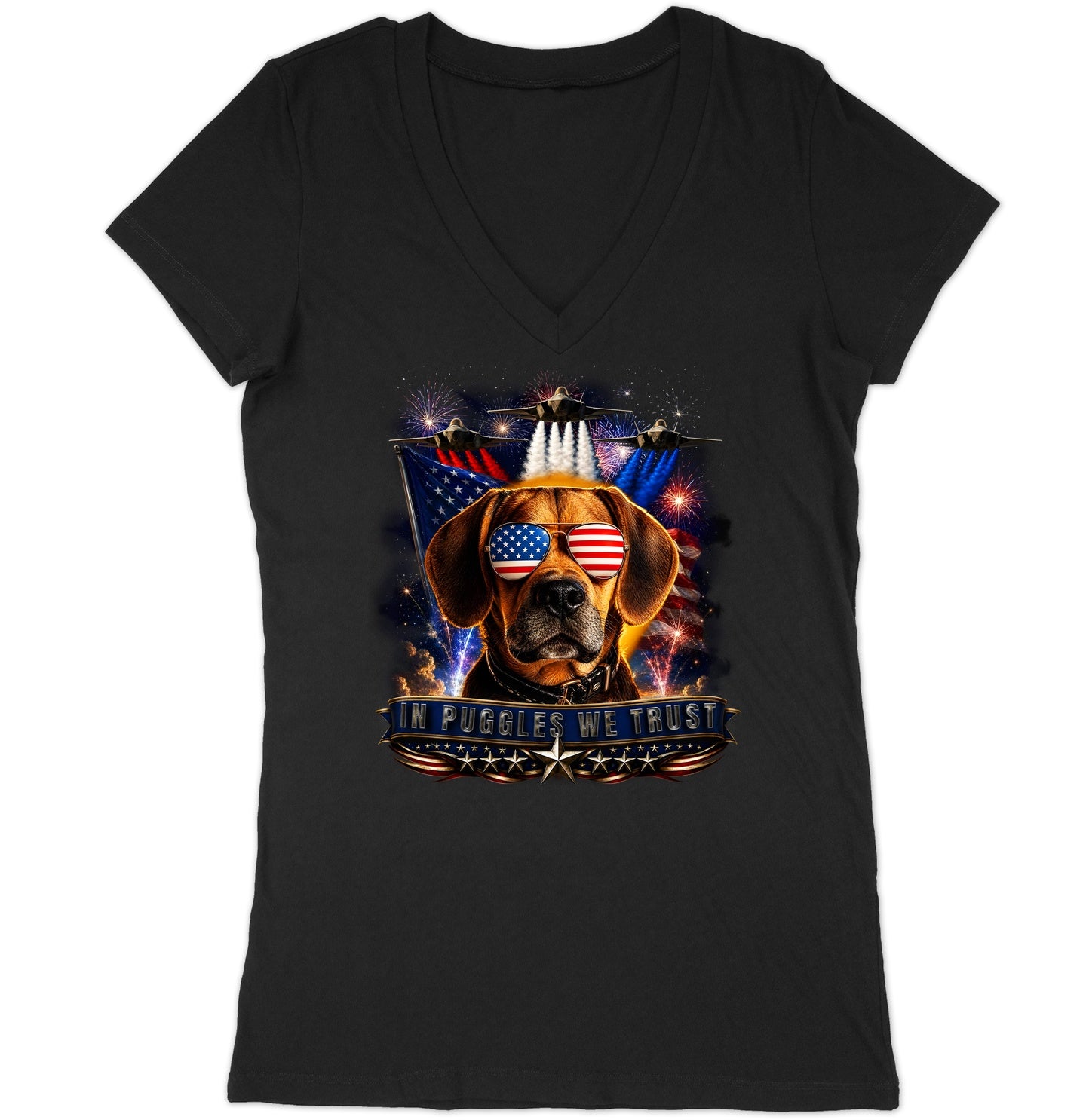 In Puggles We Trust - Women's V-Neck T-Shirt