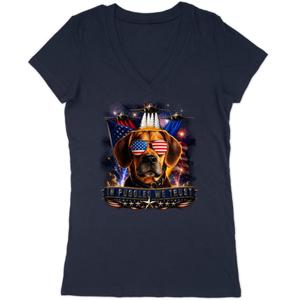 In Puggles We Trust - Women's V-Neck T-Shirt