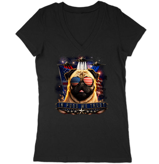 In Pugs We Trust - Women's V-Neck T-Shirt