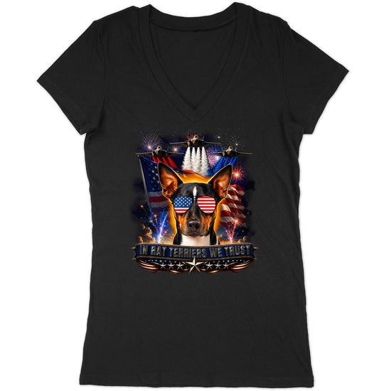 In Rat Terriers We Trust - Women's V-Neck T-Shirt