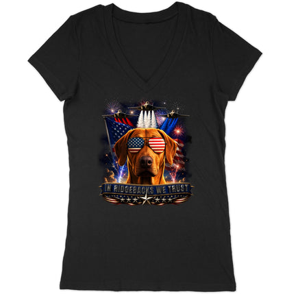 In Rhodesian Ridgebacks We Trust - Women's V-Neck T-Shirt