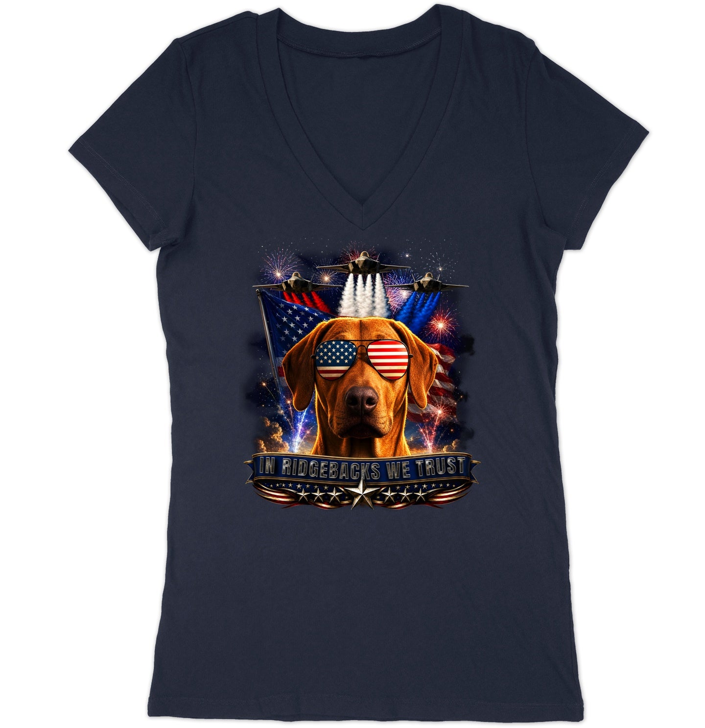 In Rhodesian Ridgebacks We Trust - Women's V-Neck T-Shirt