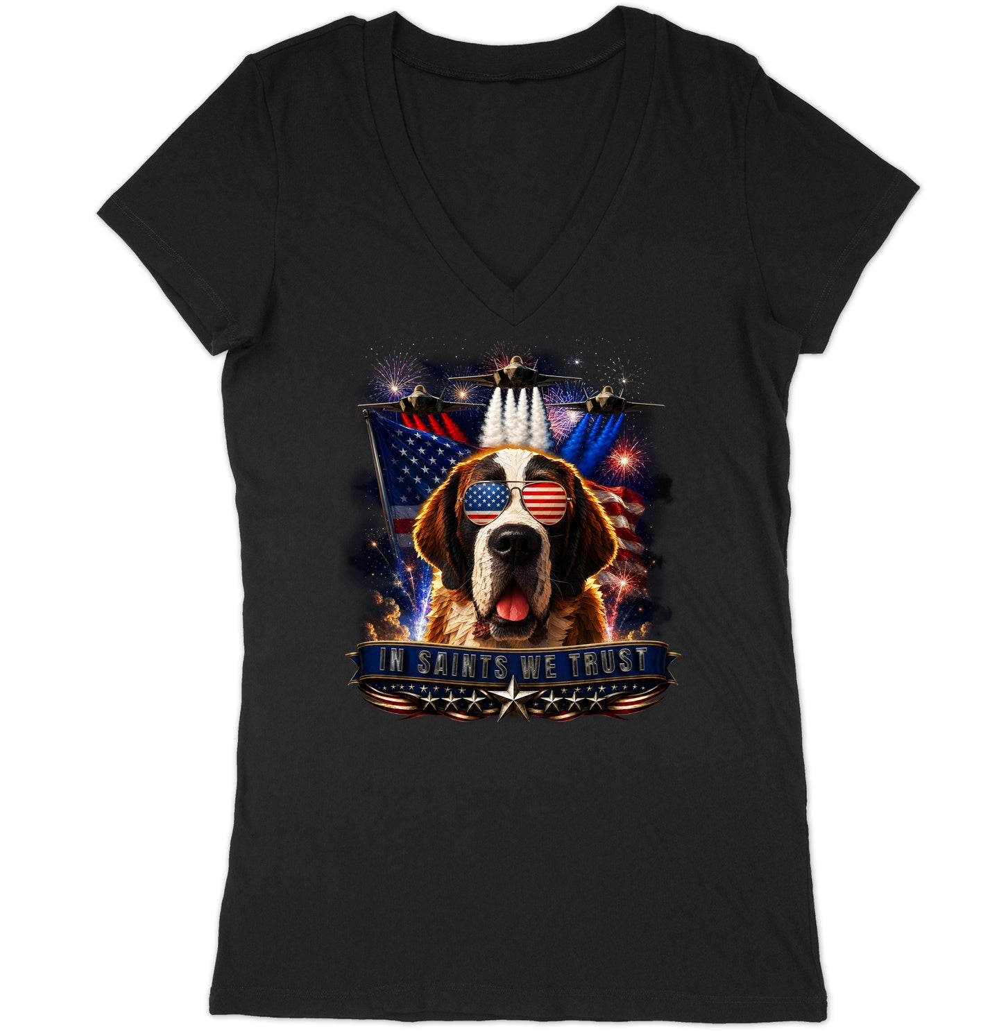 In Saint Bernards We Trust - Women's V-Neck T-Shirt