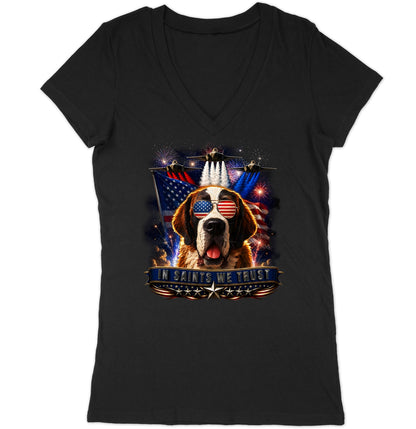 In Saint Bernards We Trust - Women's V-Neck T-Shirt