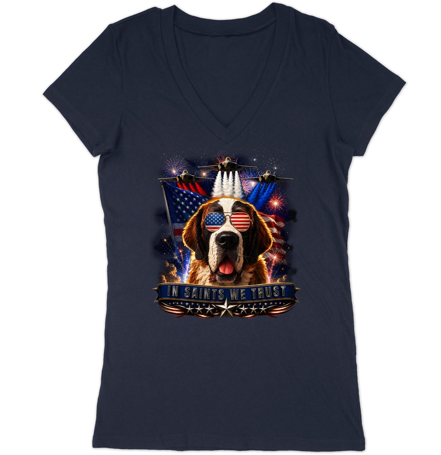 In Saint Bernards We Trust - Women's V-Neck T-Shirt
