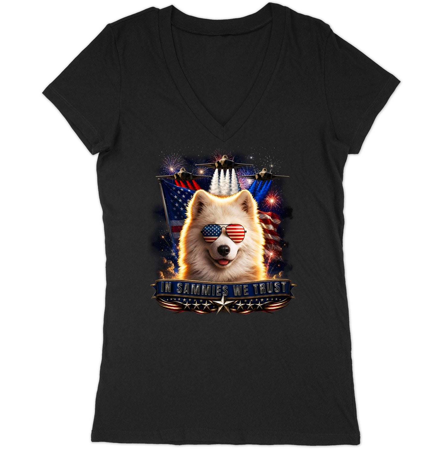 In Samoyeds We Trust - Women's V-Neck T-Shirt