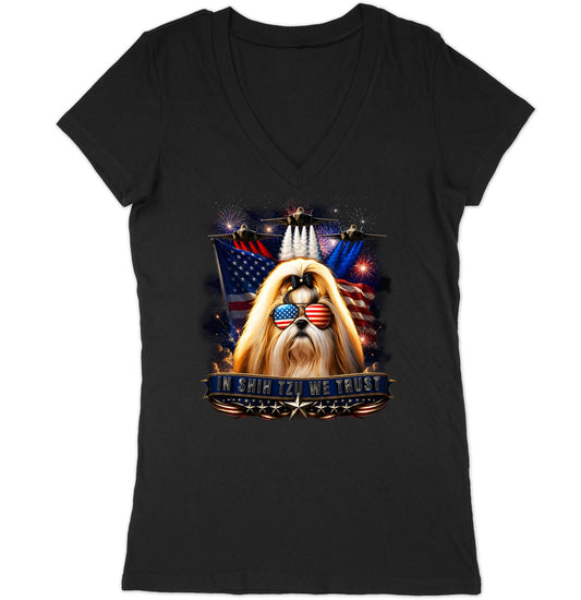In Shih Tzu We Trust - Women's V-Neck T-Shirt