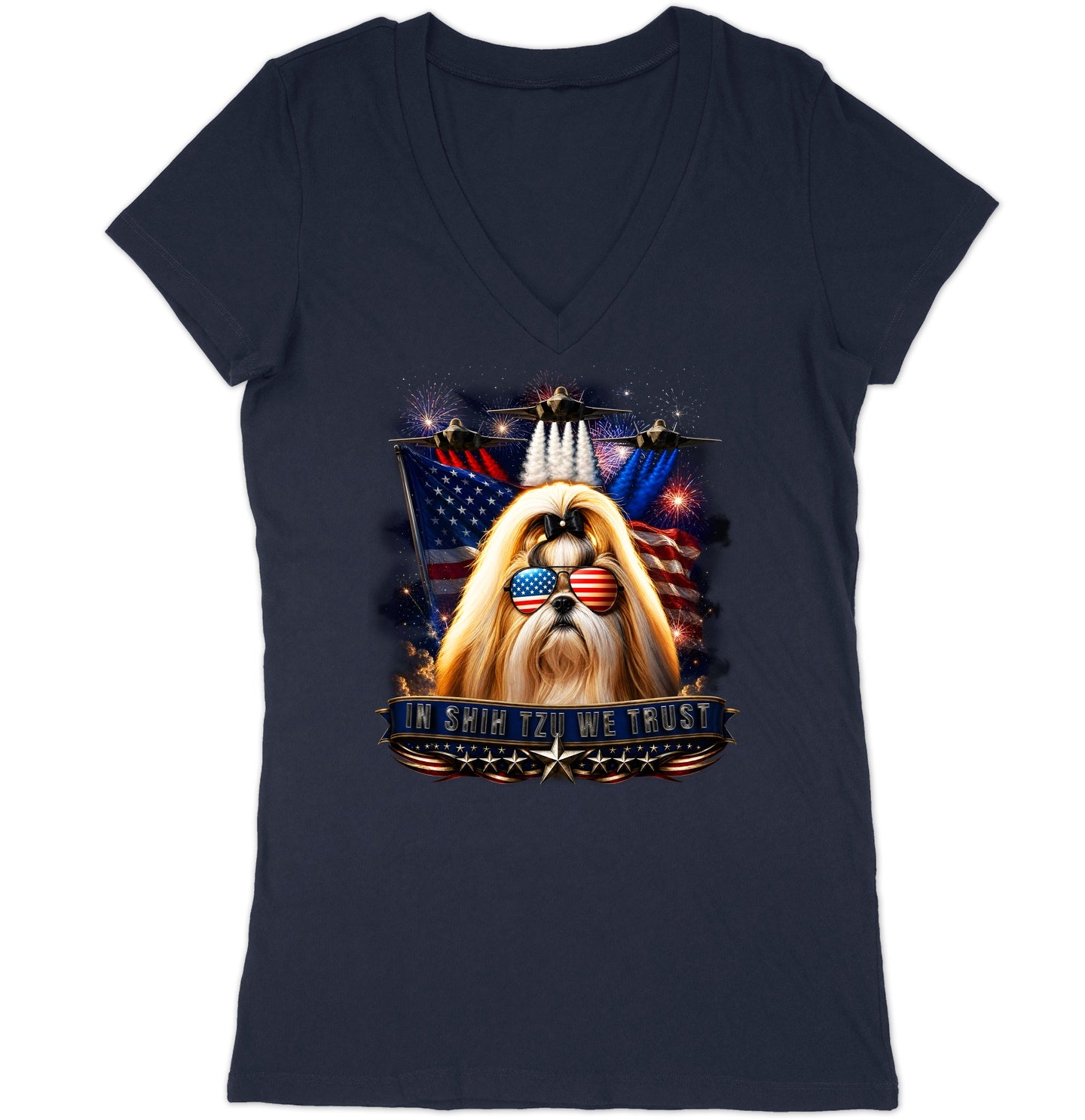 In Shih Tzu We Trust - Women's V-Neck T-Shirt