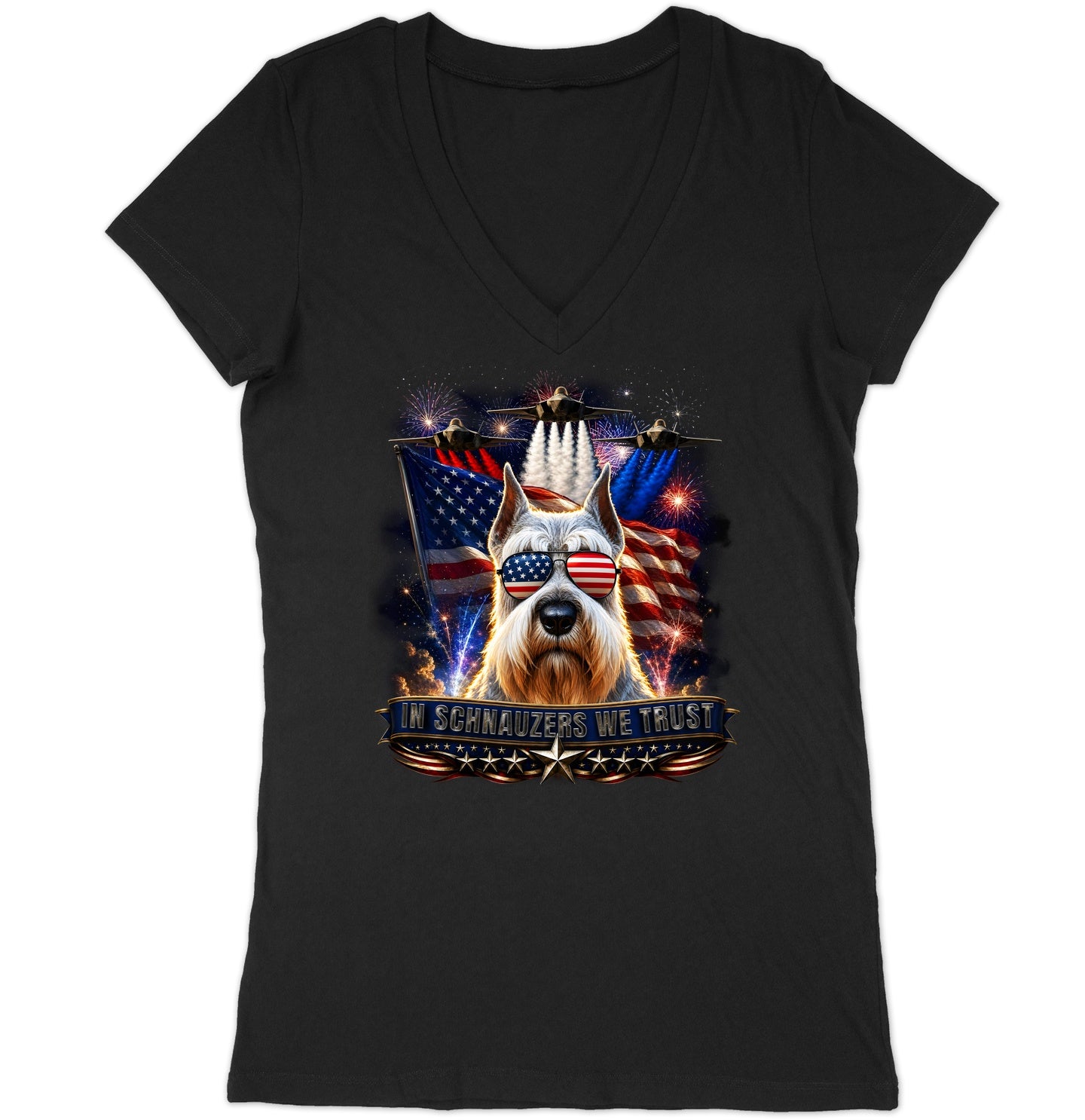 In Standard Schnauzers We Trust - Women's V-Neck T-Shirt